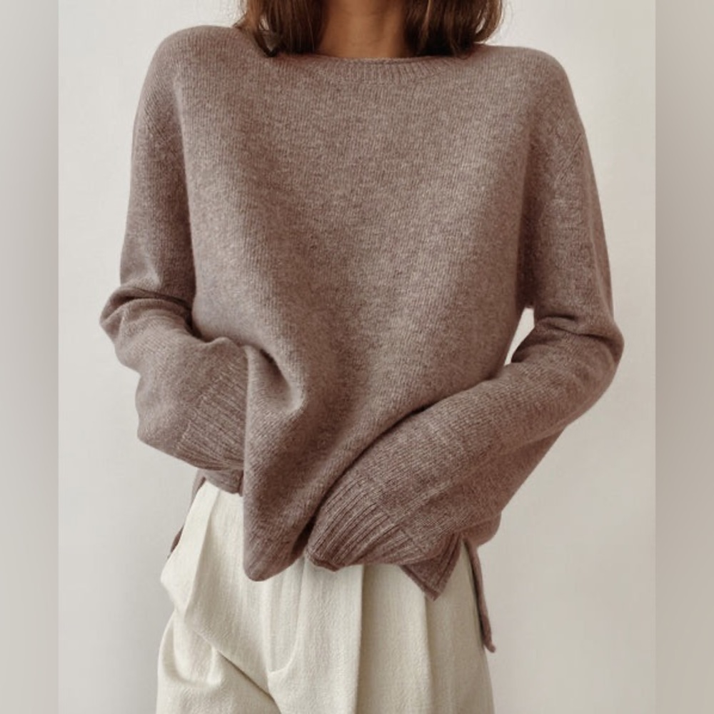 Jenni Kayne Taupe Crew Neck Sweater